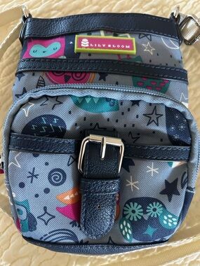 Lily Bloom Navy & Gray Owl Pattern Mini Crossbody